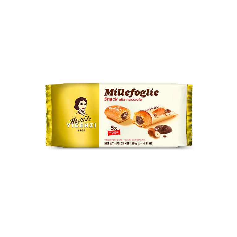 Vicenzi MiniSnack Puff Pastry Rolls with Hazelnut Cream 125g